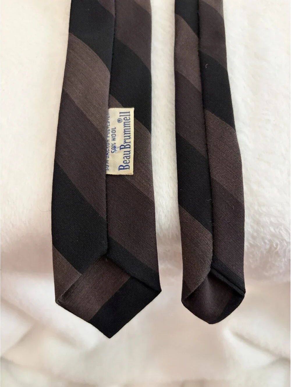 Vintage 80s St. Michael 100% Wool Skinny Neck Tie Black Pink Stripe England